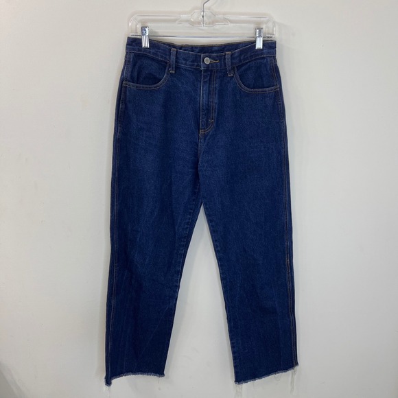 J. Galt Denim - J Galt Women's High Rise Straight Leg Raw Hem Dark Wash Denim Jeans Size Large‎